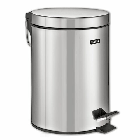 Ведро мусорное с педалью 12 литров "Classic", ЗЕРКАЛЬНОЕ, нержавеющая сталь, со съемным внутренним ведром, LAIMA, 232261 232261