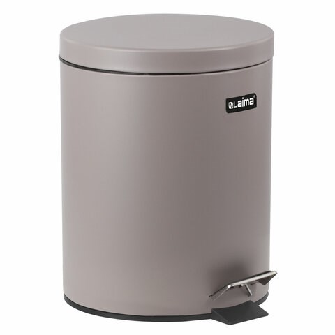 Ведро мусорное с педалью 12 литров "Classic", СЕРОЕ МАТОВОЕ, металлическое, со съемным внутренним ведром, LAIMA, 604944 604944