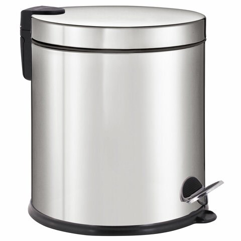 Ведро мусорное с педалью 20 литров "Classic Plus", ЗЕРКАЛЬНОЕ, нержавеющая сталь, со съемным внутренним ведром, LAIMA, ТУРЦИЯ, 608114 608114