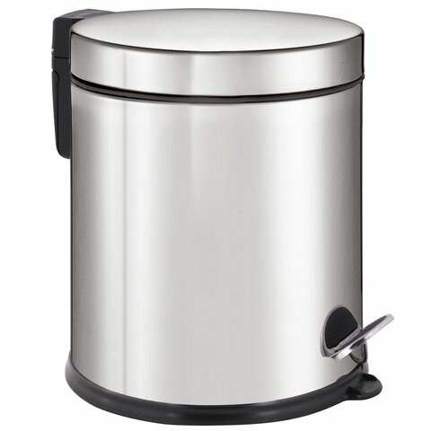 Ведро мусорное с педалью 5 литров "Classic Plus", ЗЕРКАЛЬНОЕ, нержавеющая сталь, со съемным внутренним ведром, LAIMA, ТУРЦИЯ, 608112 608112