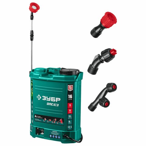 Опрыскиватель аккумуляторный ЗУБР ОПС-16, 16 л бак, 5 л/мин, 12 В, 8 А*ч, ОПС-16 671279