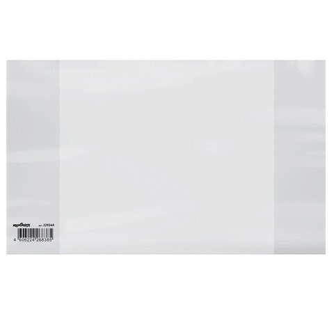 Обложка ПП со штрихкодом для тетрадей и дневников, ПЛОТНАЯ, 100 мкм, 210х350 мм, прозрачная, ЮНЛАНДИЯ, 229340 229340