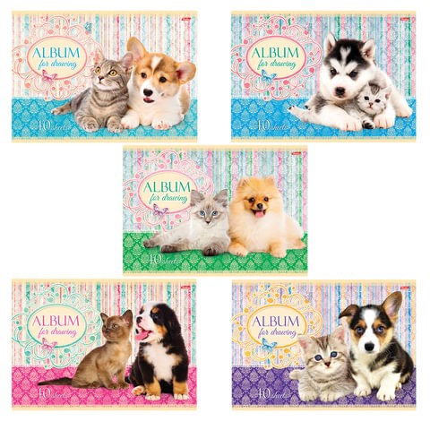 Альбом для рисования, А4, 40 листов, обложка картон, HATBER, 205х290 мм, "Маленькие друзья", 004128, 40А4В 102818