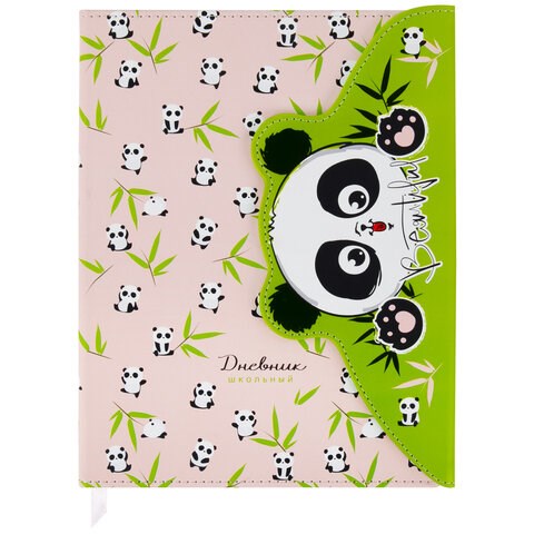 Дневник 1-11 класс 48 л., кожзам (твердая), магнитный клапан, ЮНЛАНДИЯ, "Панда", 106563 106563