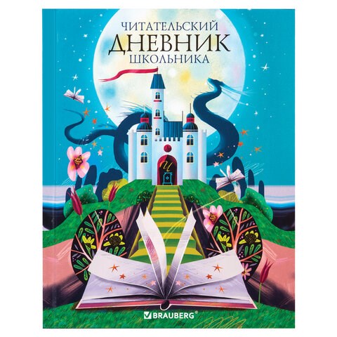 Дневник читательский А5 40 л., твердый, глянцевая ламинация, цветной блок, BRAUBERG, "Замок", 113449 113449