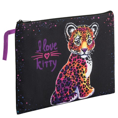 Папка для тетрадей BRAUBERG А4, 1 отделение, полиэстер, на молнии, с ручкой, "Leopard", 272170 272170