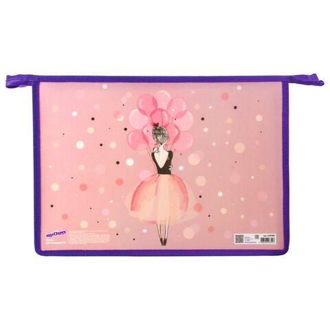 Папка для тетрадей ЮНЛАНДИЯ А4, 1 отделение, пластик, молния сверху, "Ballet", 229108 229108