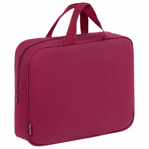 Папка на молнии с ручками STAFF EVERYDAY А4, 1 отделение, полиэстер, 80 мм, бордовый, 272187 272187