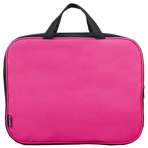 Папка на молнии с ручками STAFF EVERYDAY, А4, ширина 80 мм, полиэстер, розовая, 270743 270743