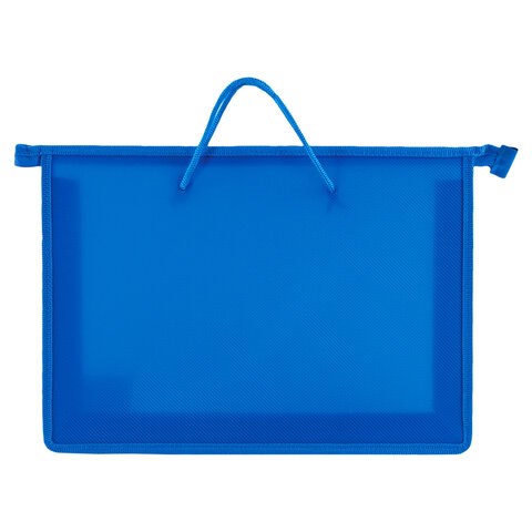 Папка на молнии с ручками ПИФАГОР, А4, 1 отделение, пластик, 55 мм, синяя, 228235 228235