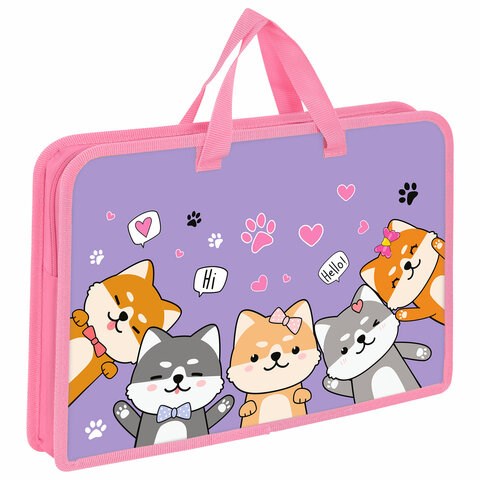 Папка на молнии с ручками ЮНЛАНДИЯ А4, 1 отделение, пластик, ширина 45 мм, "Best fellows", 273356 273356