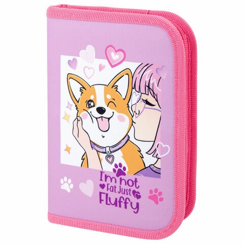 Пенал ПИФАГОР, 1 отделение, полиэстер, 19х13 см, "Fluffy akita", 272284 272284
