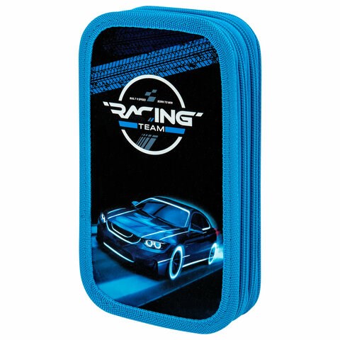 Пенал ЮНЛАНДИЯ, 2 отделения, картон с эффектом soft-touch, 19х11 см, "Speed race", 272264 272264