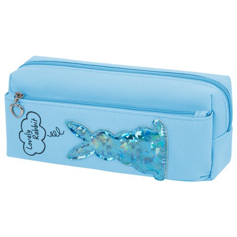 Пенал мягкий ЮНЛАНДИЯ, 2 отделения, полиэстер, "Bunny", голубой, 20х7х9 см, 228987 228987