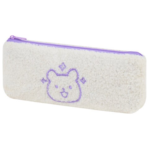 Пенал ЮНЛАНДИЯ, 1 отделение, плюш, "Bear", белый, 22x8х3 см, 272270 272270