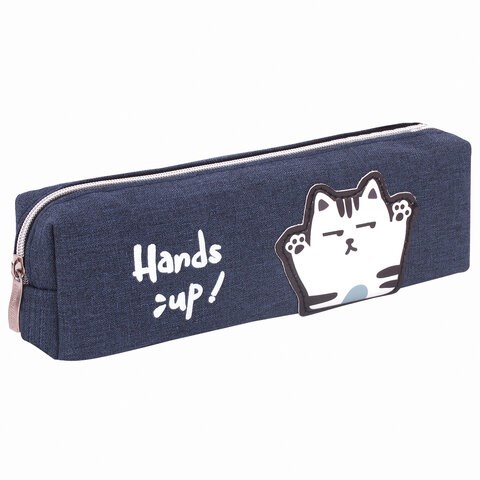 Пенал ЮНЛАНДИЯ, 1 отделение, полиэстер, "Cat", синий, 19х4х6 см, 270278 270278