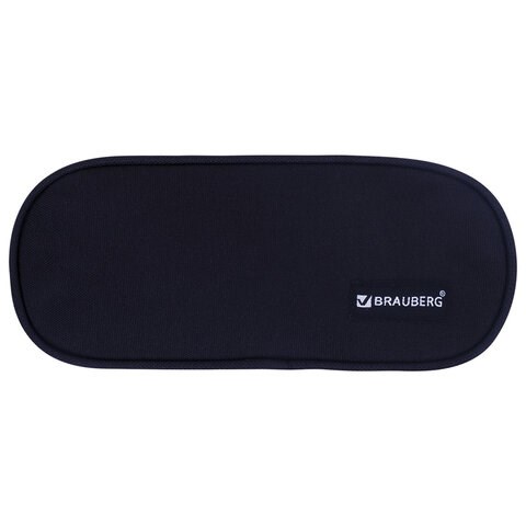 Пенал-косметичка BRAUBERG овальный, полиэстер, "Black", 22х9х5 см, 229271 229271