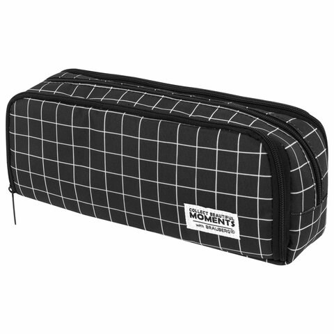 Пенал-органайзер BRAUBERG, 2 откидные планки, полиэстер, 23x9х7 см, "Checkered", 272316 272316