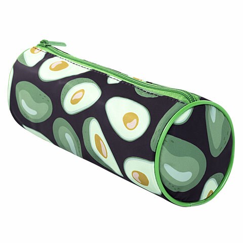 Пенал-тубус BRAUBERG, с эффектом SOFT TOUCH, полиэстер, "Black Avocado", 22х8 см, 270061 270061