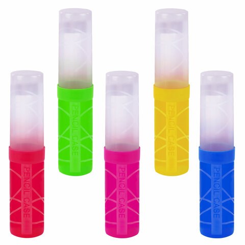 Пенал-тубус ПИФАГОР пластиковый, ассорти, 5 цветов, 19,5х4,5 см, 271582 271582