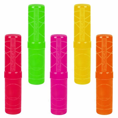 Пенал-тубус ПИФАГОР пластиковый, тонированный, ассорти, 5 цветов, 19,5х4,5 см, 271583 271583