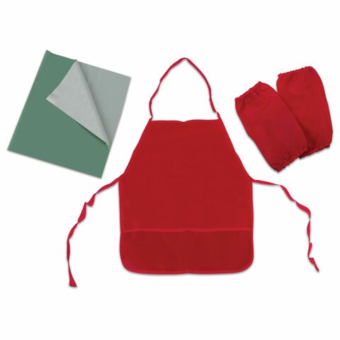 Набор для уроков труда ПИФАГОР, клеенка ПВХ, накидка фартук с нарукавниками, красная, 227061 227061
