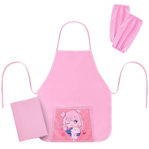 Набор для уроков труда ЮНЛАНДИЯ, клеенка ПВХ, накидка фартук с нарукавниками, "Anime pals", 272365 272365