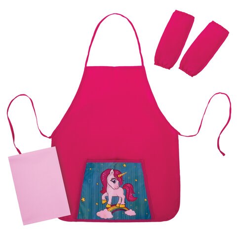 Набор для уроков труда ЮНЛАНДИЯ, клеенка ПВХ, накидка фартук с нарукавниками, "Neon unicorn", 270197 270197