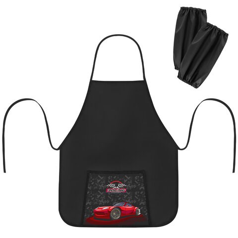 Накидка фартук с нарукавниками для труда ПИФАГОР, 1 карман, 46x54 см, "Rocket Car", 271642 271642