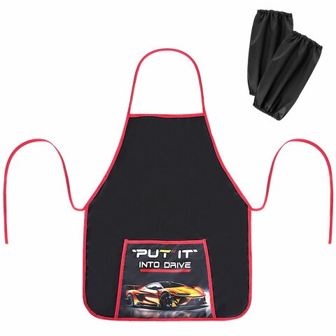 Накидка фартук с нарукавниками для труда ПИФАГОР, 1 карман, 46х54 см, "Cool wheels", 272461 272461