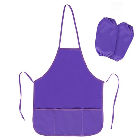 Накидка фартук с нарукавниками для труда ПИФАГОР, 3 кармана, увеличенный размер, 45x60 см, фиолетовый, 271093 271093