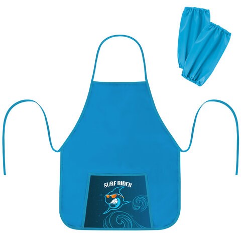 Фартук с нарукавниками для уроков труда ПИФАГОР, 1 карман, 44x55 см, "Shark Attack", 271641 271641