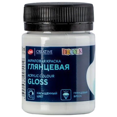 Краска акриловая глянцевая "Декола", банка 50 мл, белая, 2928104 190397