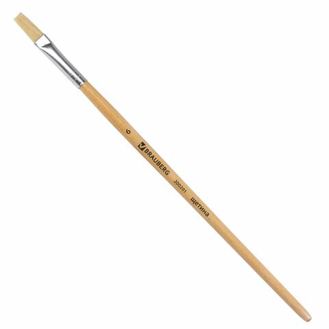 Кисть BRAUBERG, щетина, плоская, № 6, 200201 200201