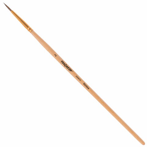Кисть ПИФАГОР, БЕЛКА, круглая, № 2, деревянная лакированная ручка, с колпачком, 200816 200816