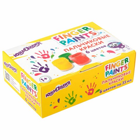 Краски пальчиковые для малышей от 1 года, классические цвета, 6 по 35 мл, ЮНЛАНДИЯ, 192567 192567