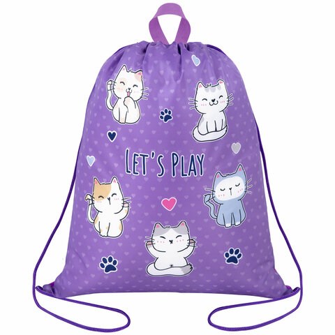 Мешок для обуви BRAUBERG KIDS, с петлей, 42х34 см, "Playing kittens", 272413 272413