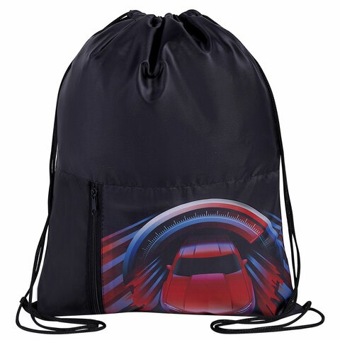 Мешок для обуви ЮНЛАНДИЯ, карман на молнии, 33х42 см, "High speed", 271055 271055