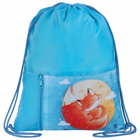 Мешок для обуви ЮНЛАНДИЯ, карман на молнии, 33х42 см, "Moon fox", 271054 271054