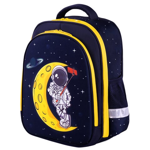 Ранец BRAUBERG KIDS STANDARD, 2 отделения, "Spaceman", СВЕТЯЩИЙСЯ, 36х28х14 см, 271384 271384