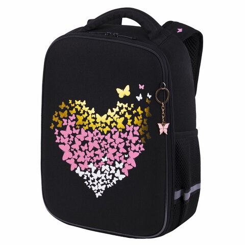 Ранец BRAUBERG LIGHT, 1 отделение, с брелоком, "Shining heart", фольгированная печать, 36х26х13 см, 272029 272029