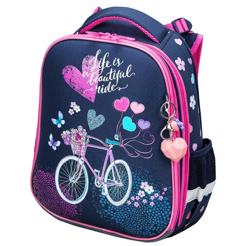 Ранец BRAUBERG PREMIUM, 2 отделения, с брелком, "Beautiful ride", 38х29х16 см, 270594 270594