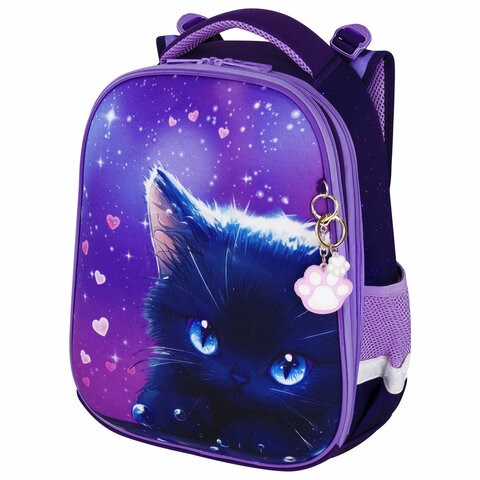 Ранец BRAUBERG PREMIUM, 2 отделения, с брелоком, "Anime cat", 38х29х16 см, 272017 272017