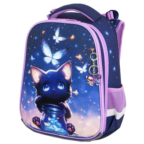 Ранец BRAUBERG PREMIUM, 2 отделения, с брелоком, "Night catcher", СВЕТЯЩИЙСЯ, 38х29х16 см, 273099 273099