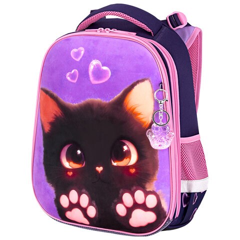 Ранец BRAUBERG PREMIUM, 2 отделения, с брелоком, "Paw prints", велюровая панель, 38х29х16 см, 273098 273098