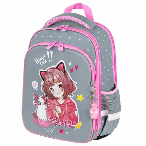 Ранец BRAUBERG QUADRO, 3 отделения, с брелком, "Anime friends", 37х28х18 см, 272022 272022