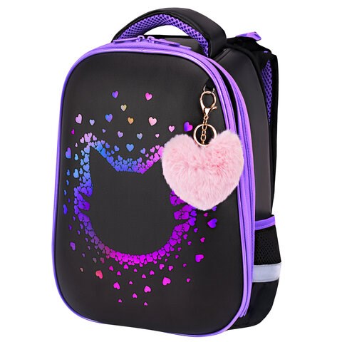 Ранец BRAUBERG SHINY, 2 отделения, с брелком, Pretty face, 38х28х14 см, 273142 273142