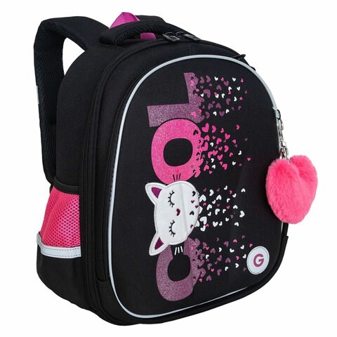 Ранец GRIZZLY анатомическая спинка, c брелоком, для девочек, COOL, 36х28х20 см, RAz-486-4/1 272787