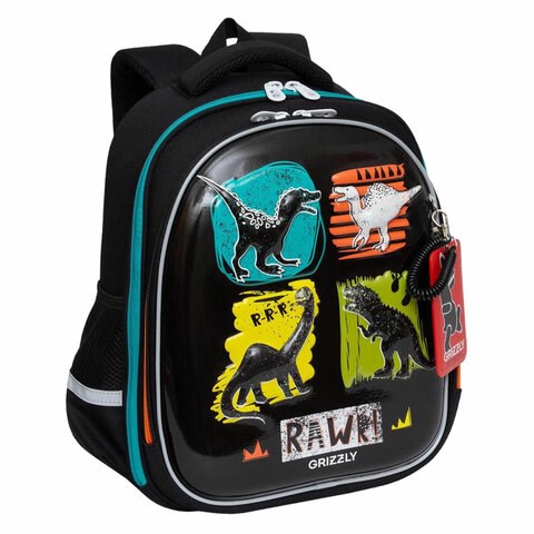Ранец GRIZZLY анатомическая спинка, картхолдер, для мальчиков, DINO, 36х28х20 см, RAz-387-6/1 271761
