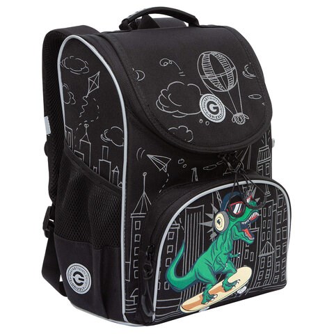 Ранец GRIZZLY анатомическая спинка, с мешком для обуви, для мальчиков, DINO RACE, 33х25х13 см, RAm-485-1/1 272793